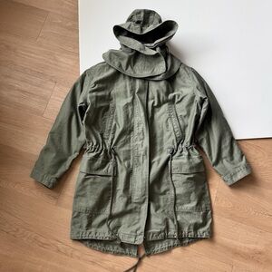 GAP Green Parka Jacket Medium Utility Field Bucket Hat Hood Cargo Cotton